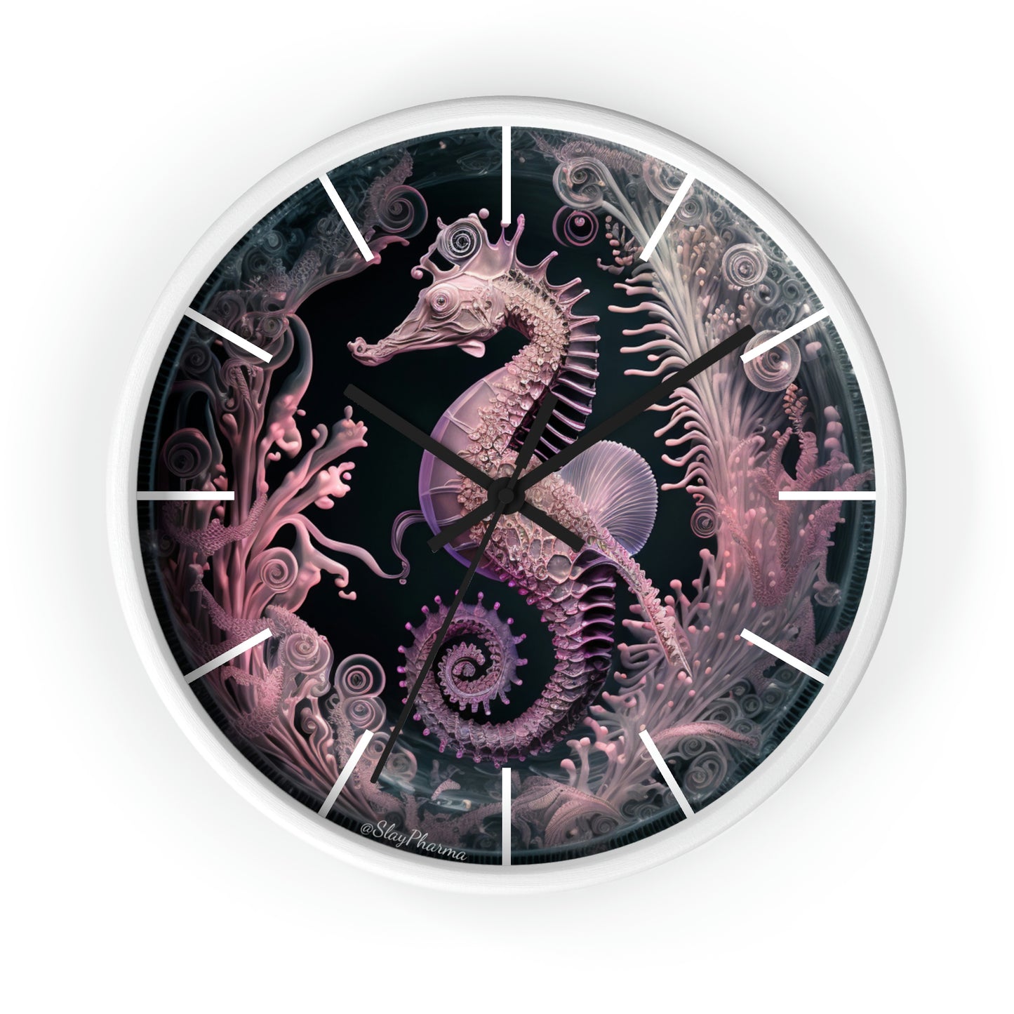 3D Seahorse Wall Clock w/ lines