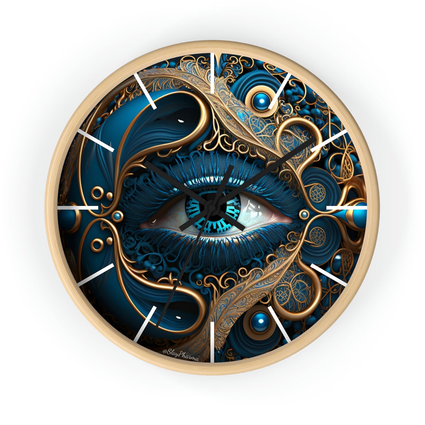 Peacock Dreamer Wall Clock #2 w/ lines