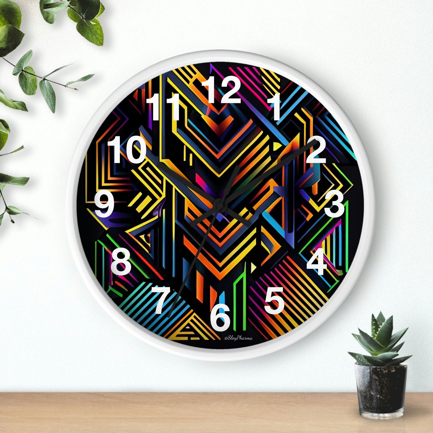 Geometric Wall Clock #3 w/ numbers