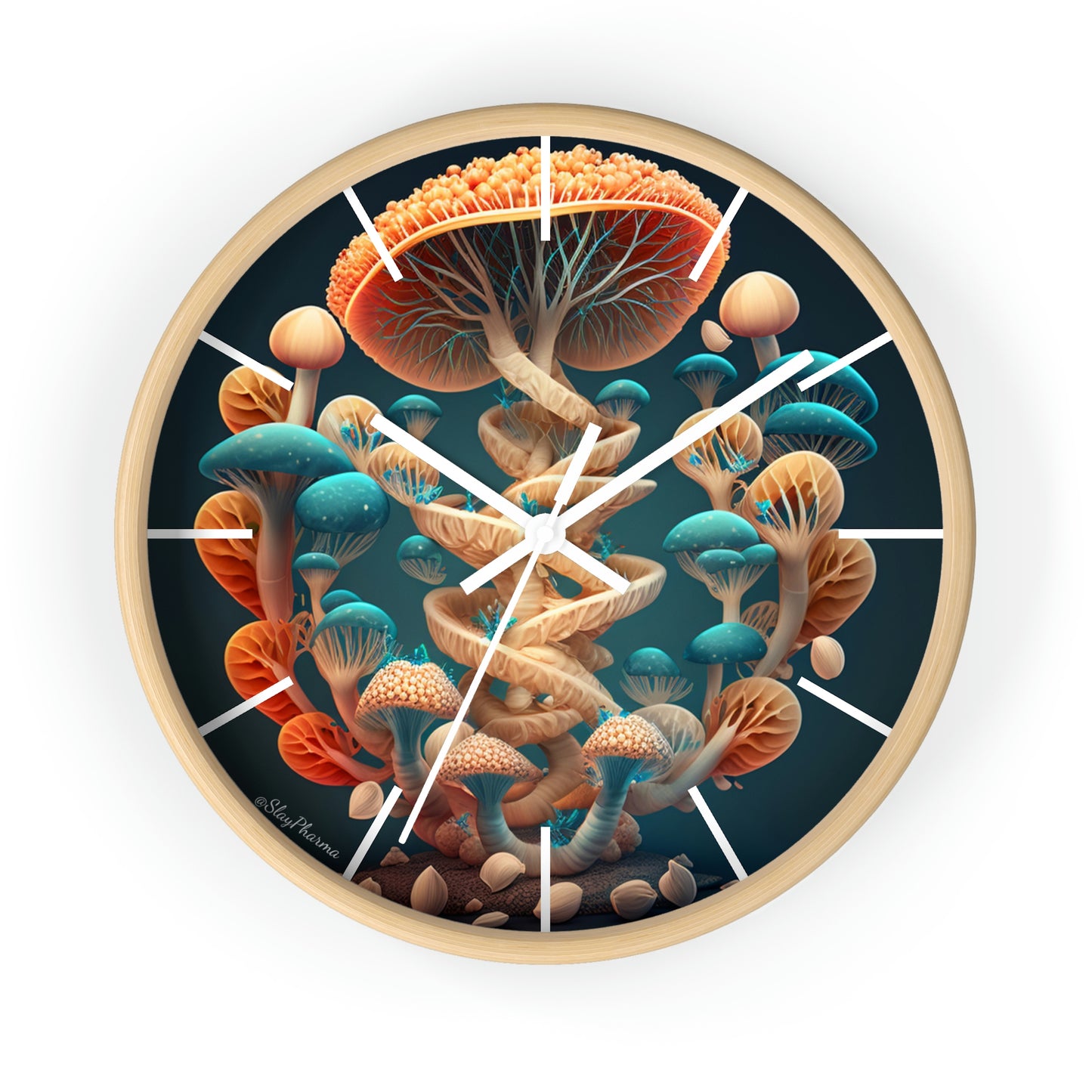 Infinite Mushroom DNA Wall Clock #2 w/ lines