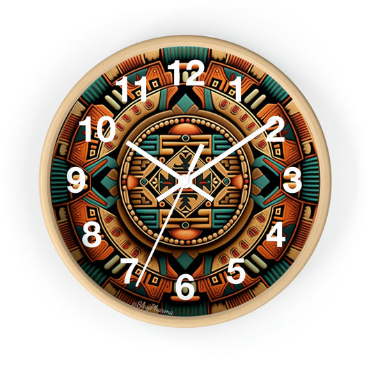 Native American pattern Wall Clock #2 w/ numbers