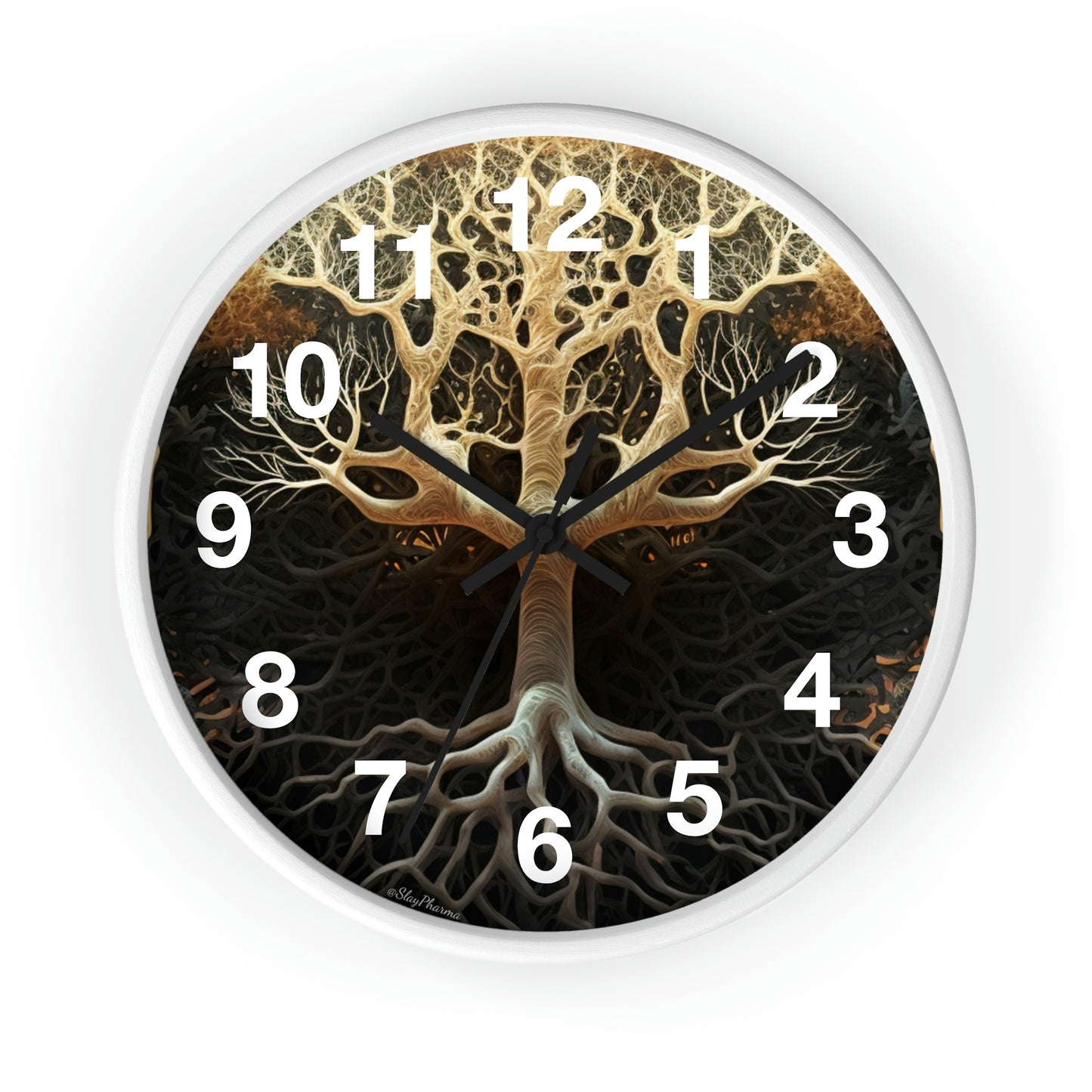 Mycelium Tree Roots Wall Clock w/ numbers