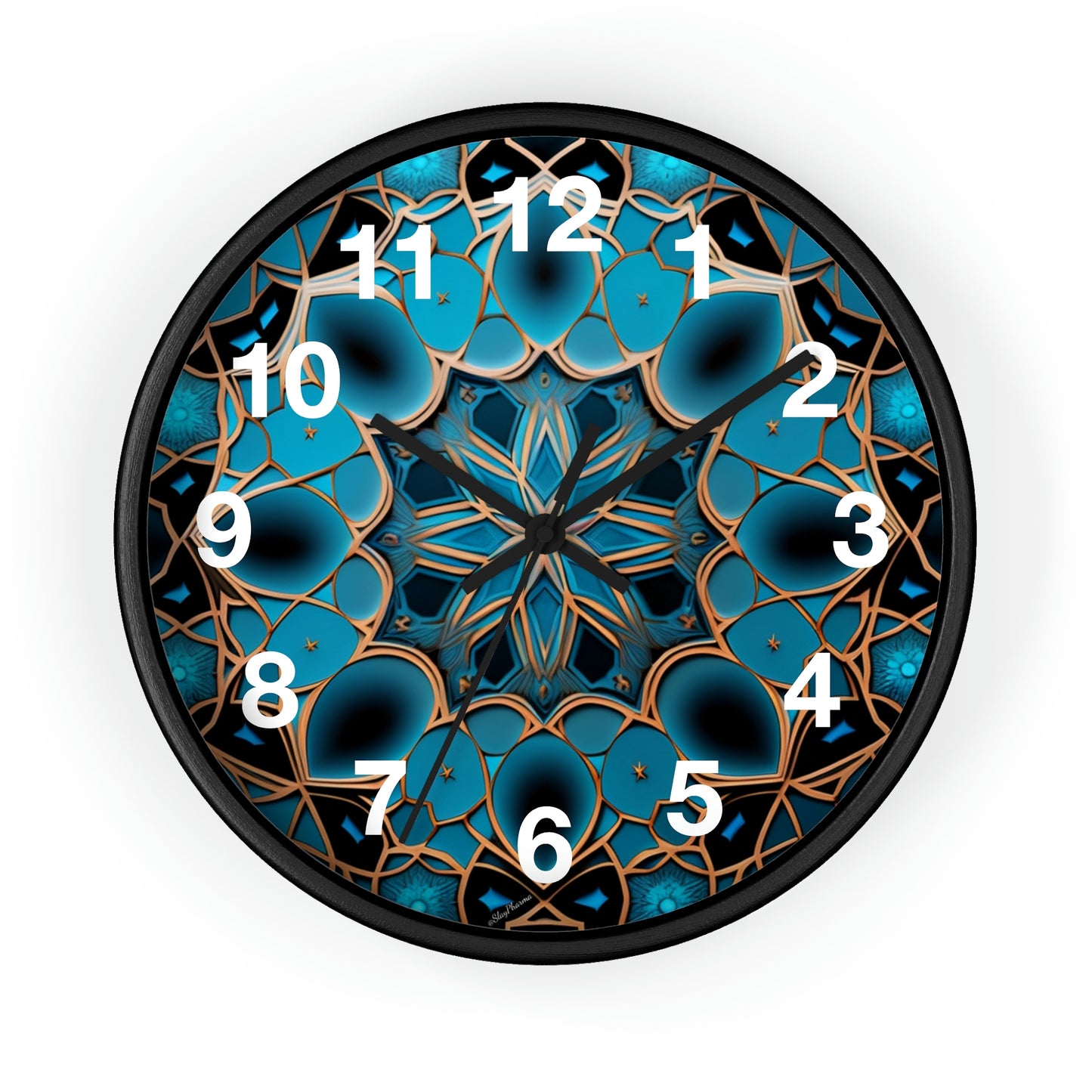 Muqarnas pattern Wall Clock #2 w/ numbers