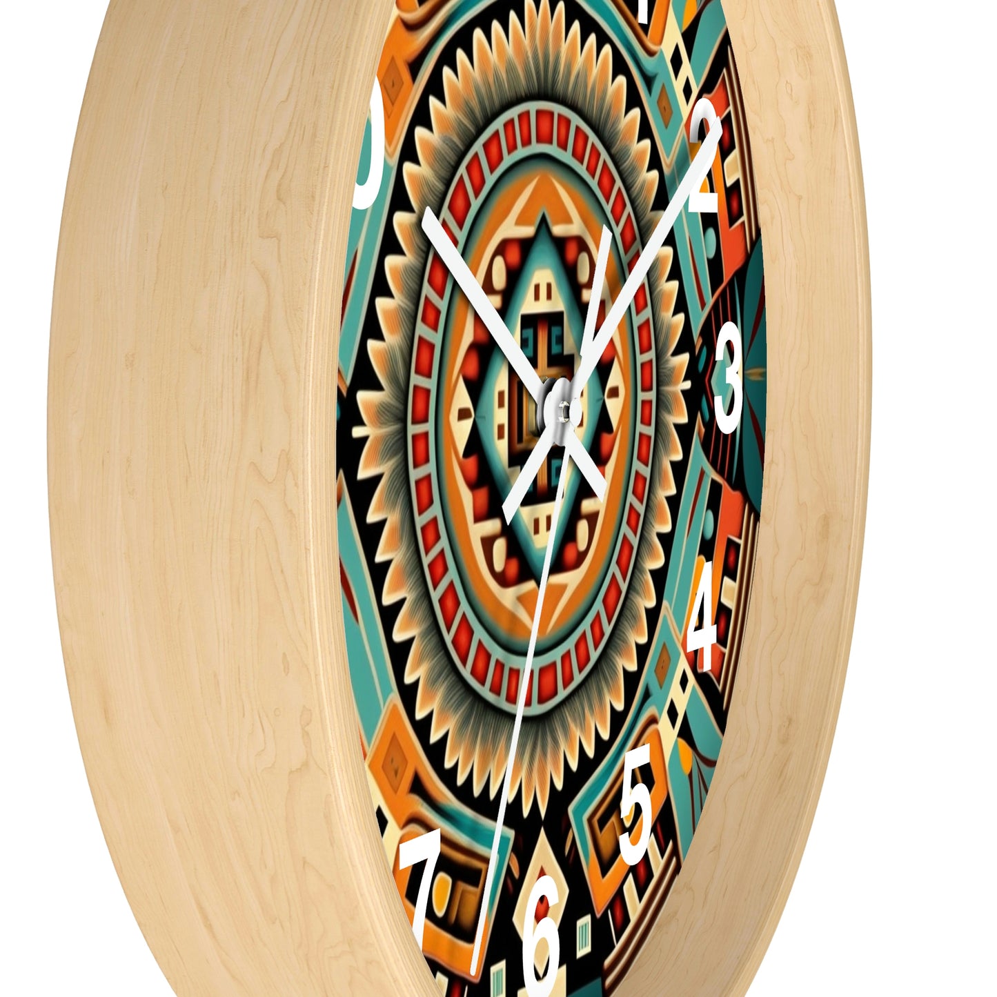 Native American pattern Wall Clock #4 w/ numbers