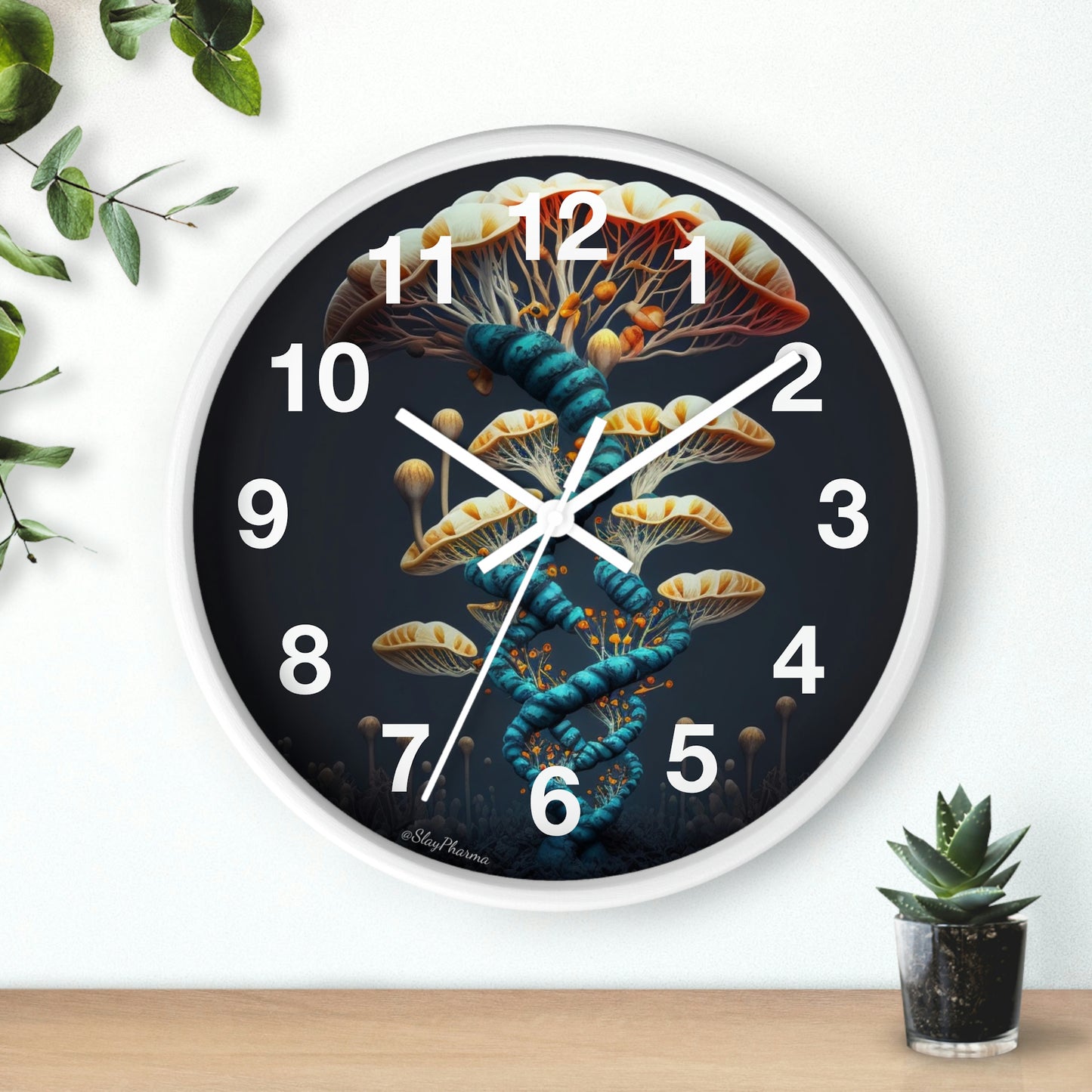 Infinite Mushroom DNA Wall Clock w/ numbers