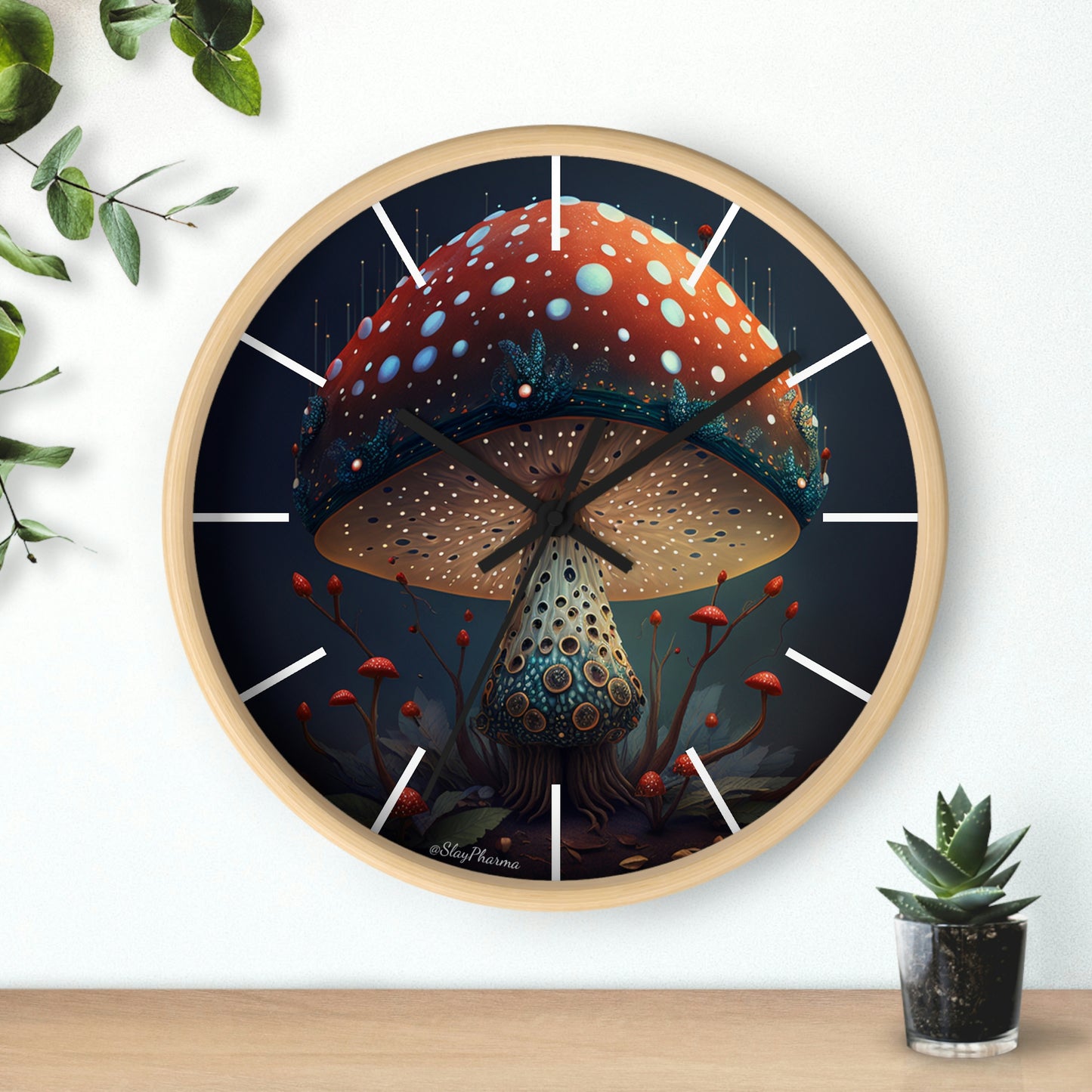 Amanita Dreams Wall Clock w/ lines