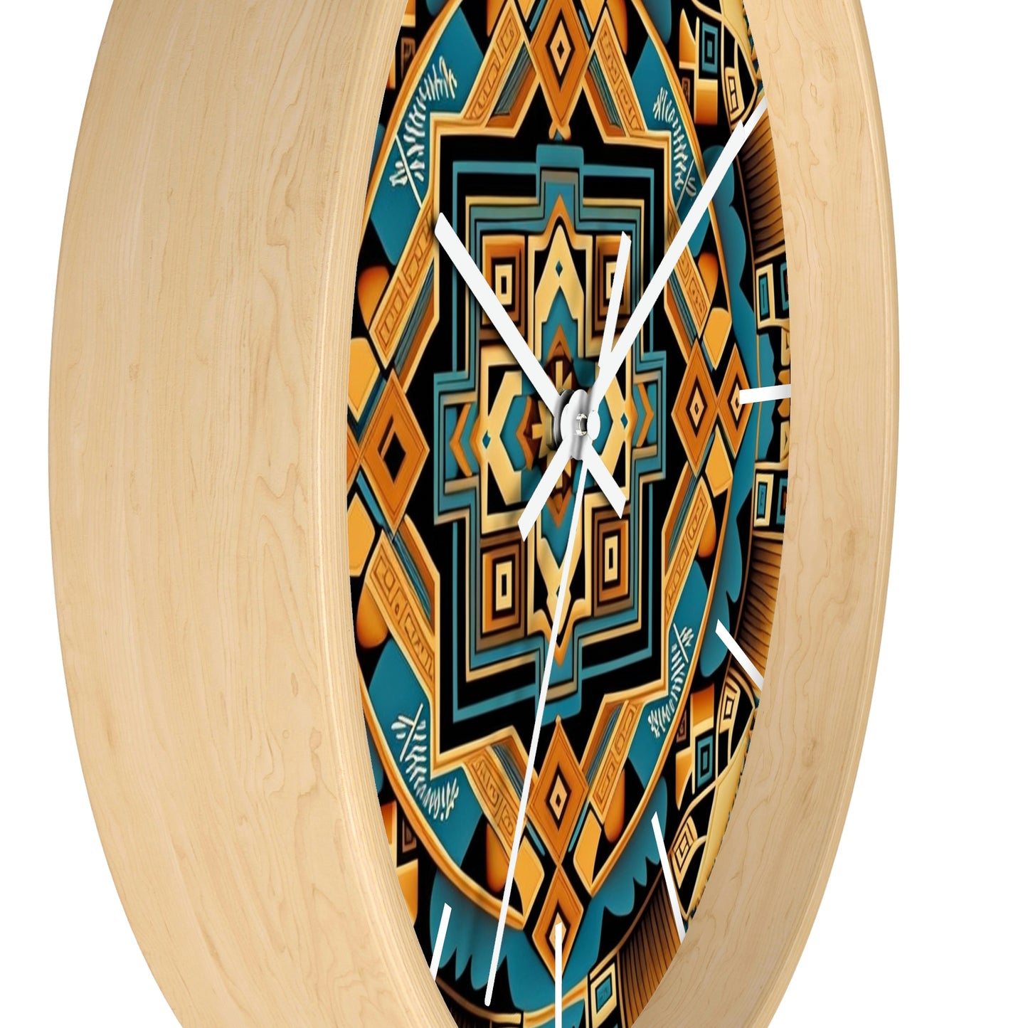 Native American pattern Wall Clock #3 w/ lines