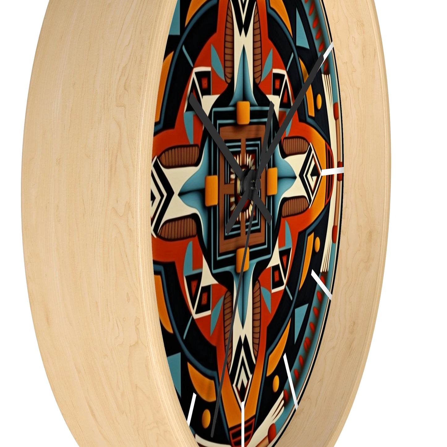 Native American pattern Wall Clock #5 w/ lines