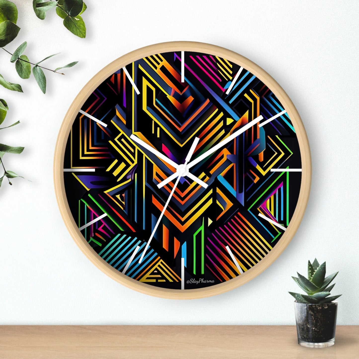 Geometric Wall Clock #3 w/ lines