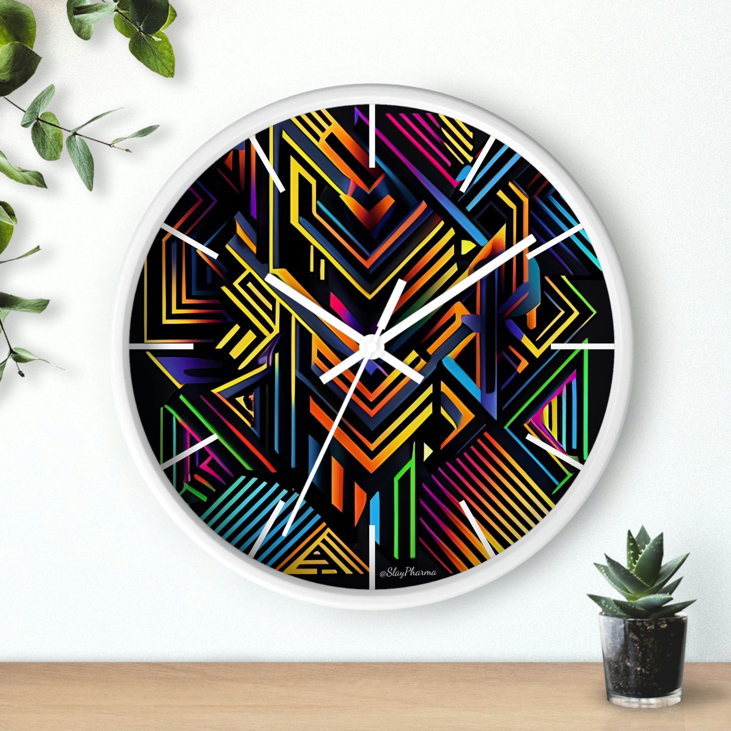 Geometric Wall Clock #3 w/ lines