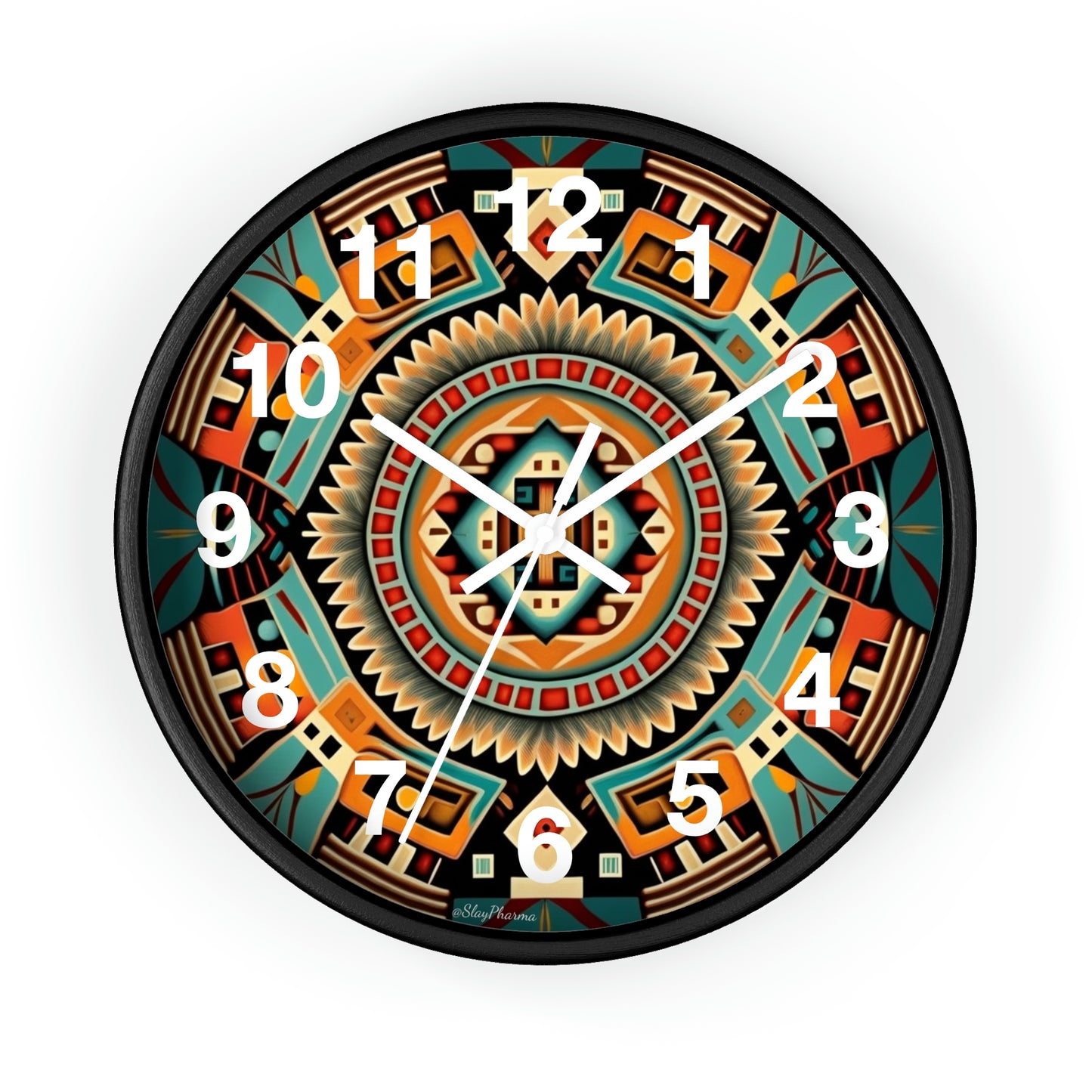 Native American pattern Wall Clock #4 w/ numbers