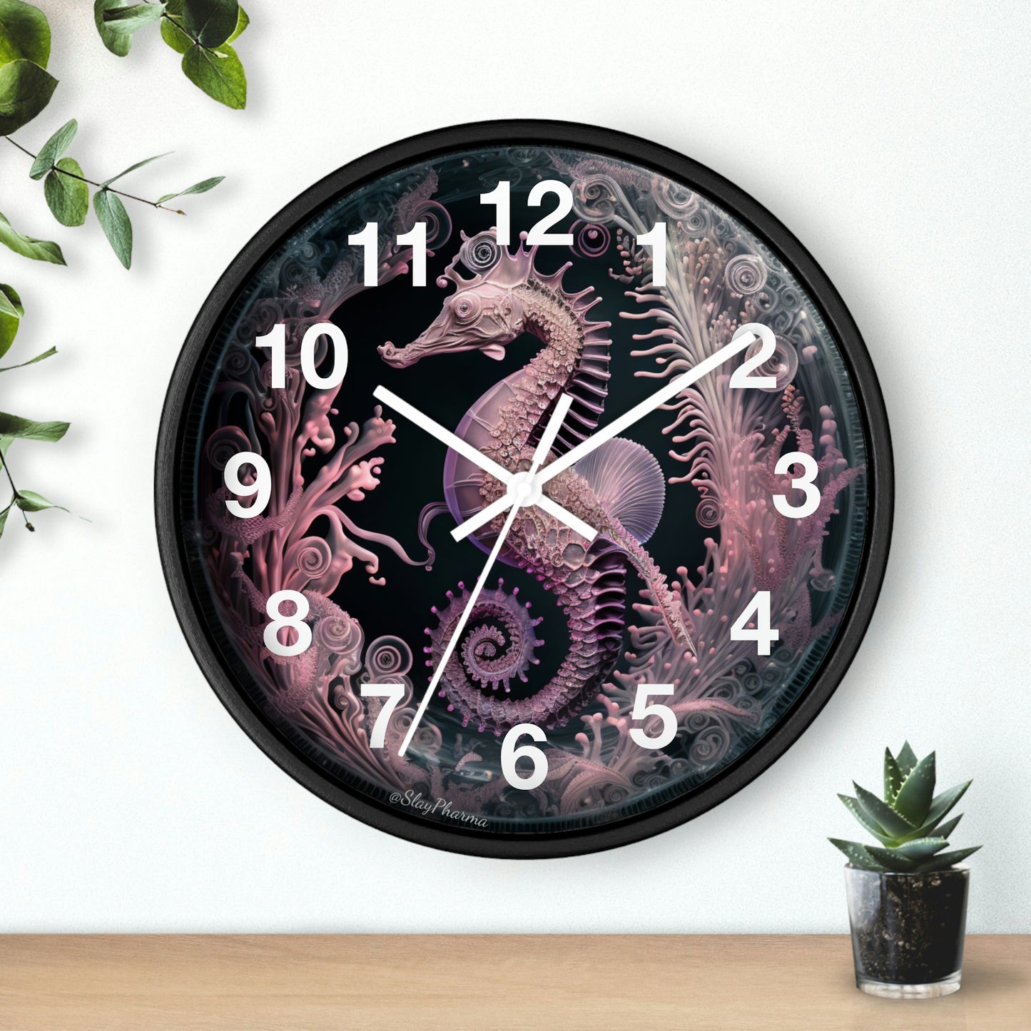 3D Seahorse Wall Clock w/ numbers