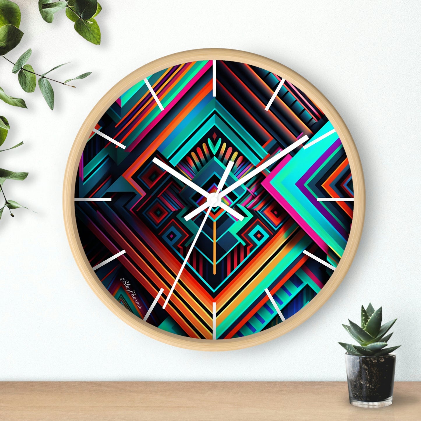 Geometric Wall Clock #1 w/ lines