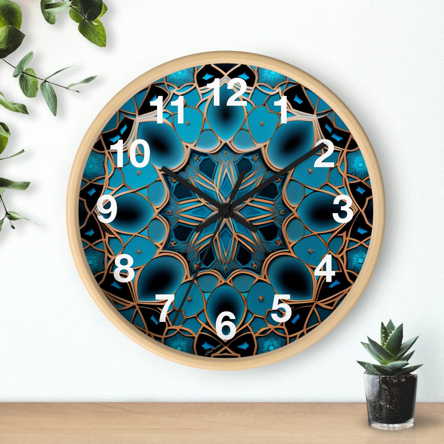 Muqarnas pattern Wall Clock #2 w/ numbers