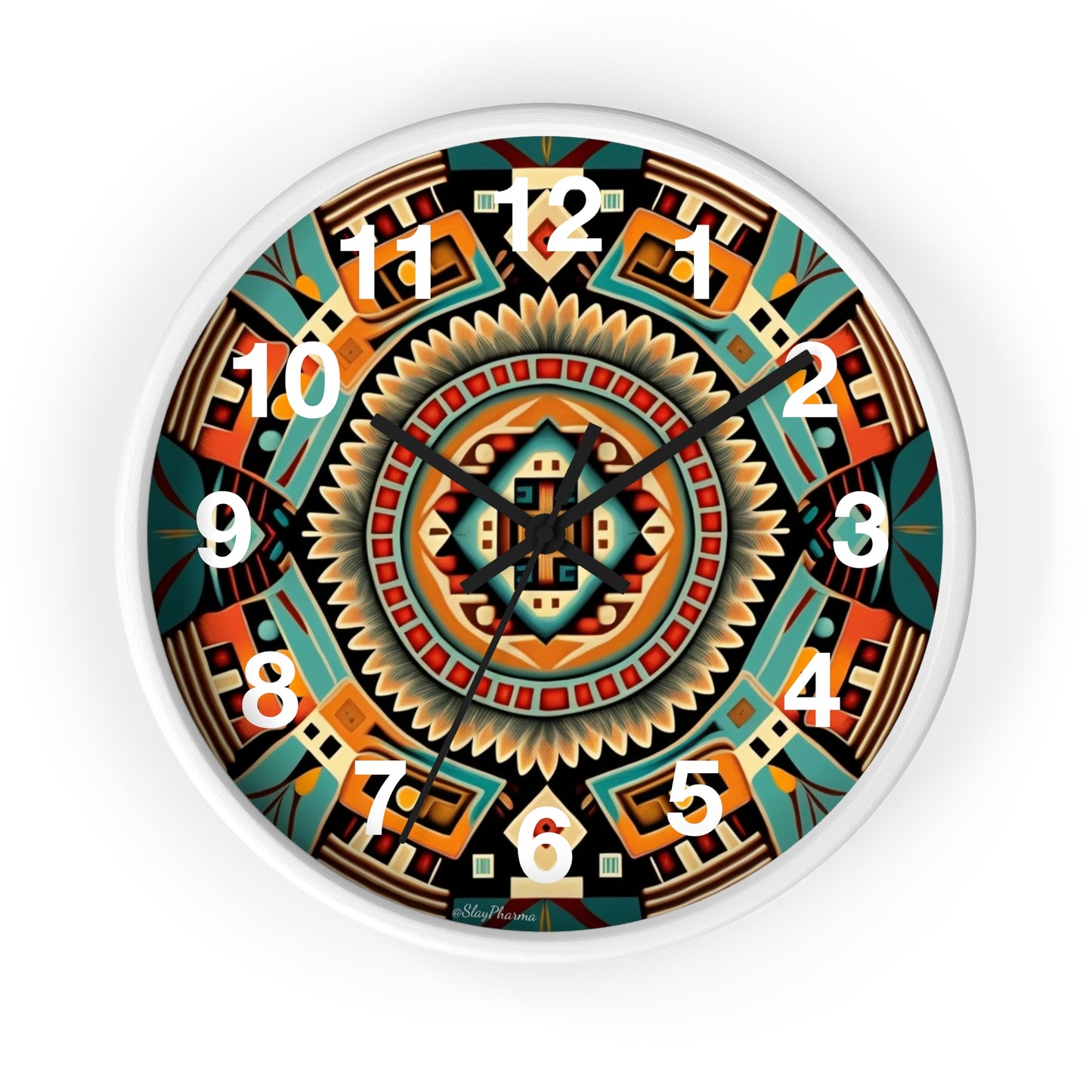 Native American pattern Wall Clock #4 w/ numbers