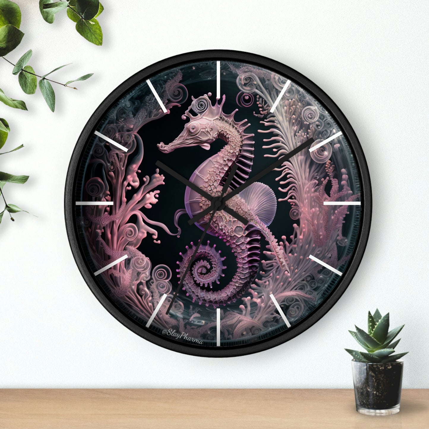 3D Seahorse Wall Clock w/ lines