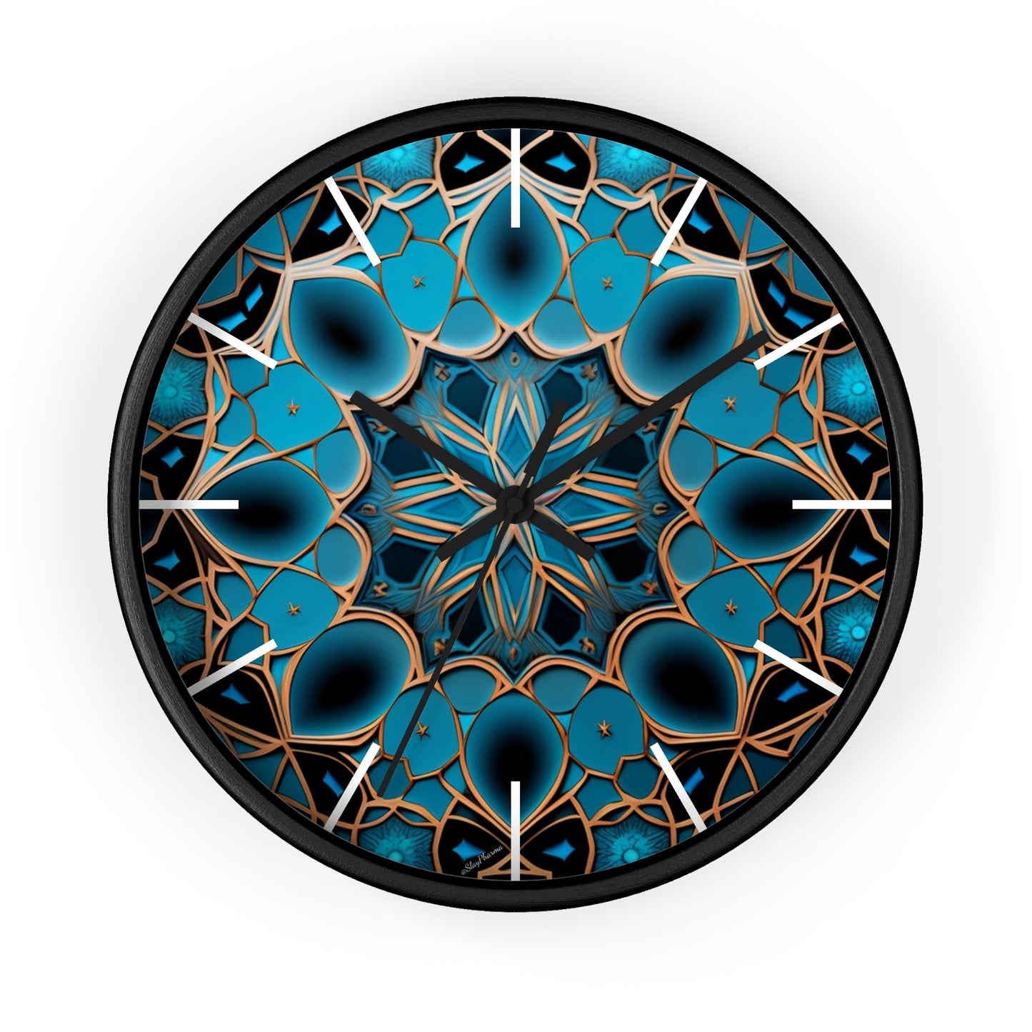 Muqarnas pattern Wall Clock #2 w/ lines