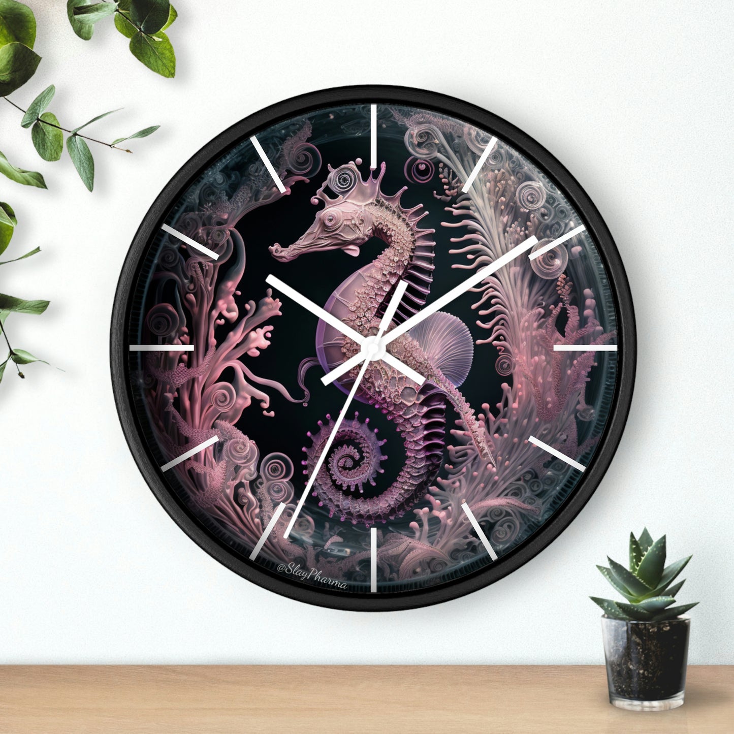 3D Seahorse Wall Clock w/ lines