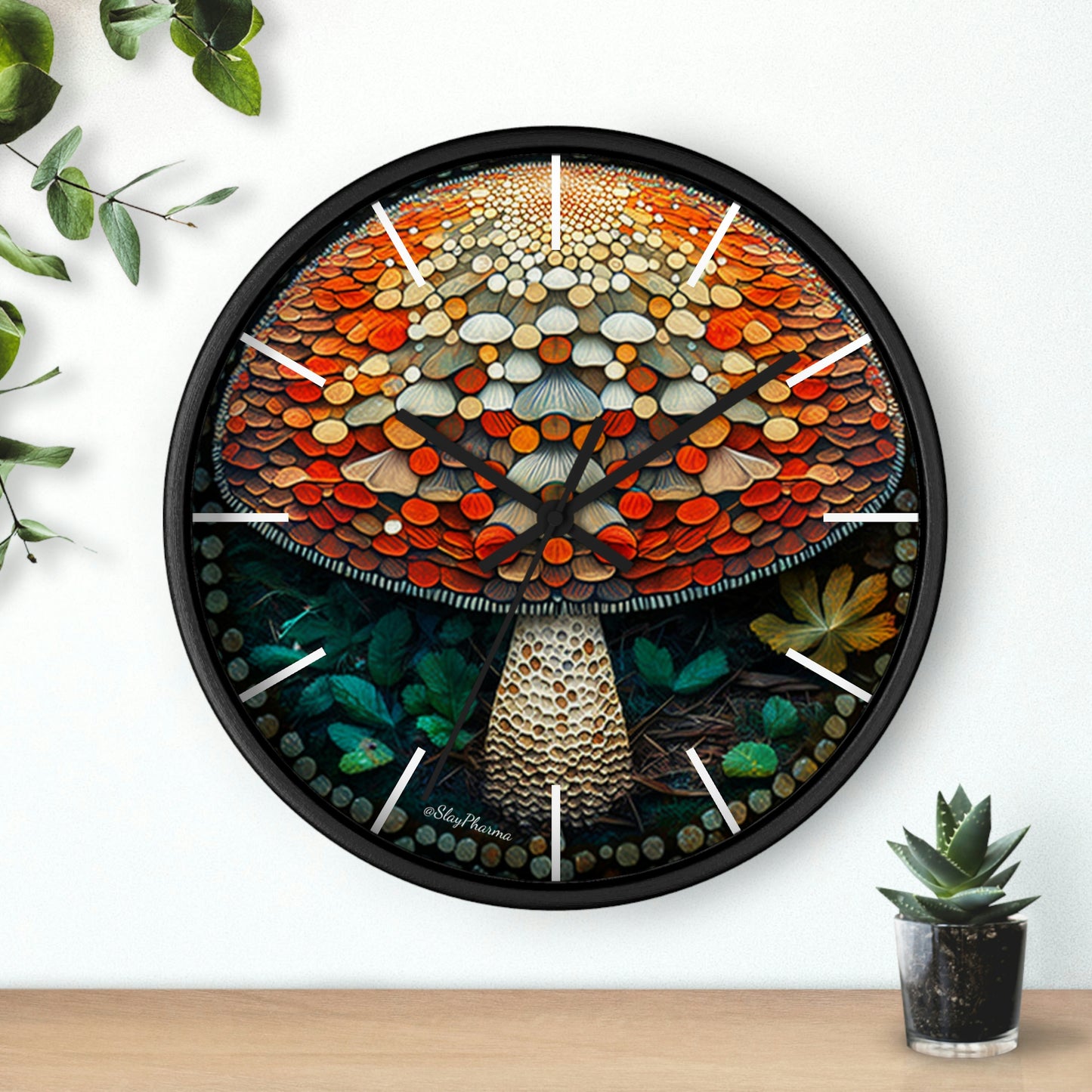 Once Upon a Mushroom Wall Clock w/ lines