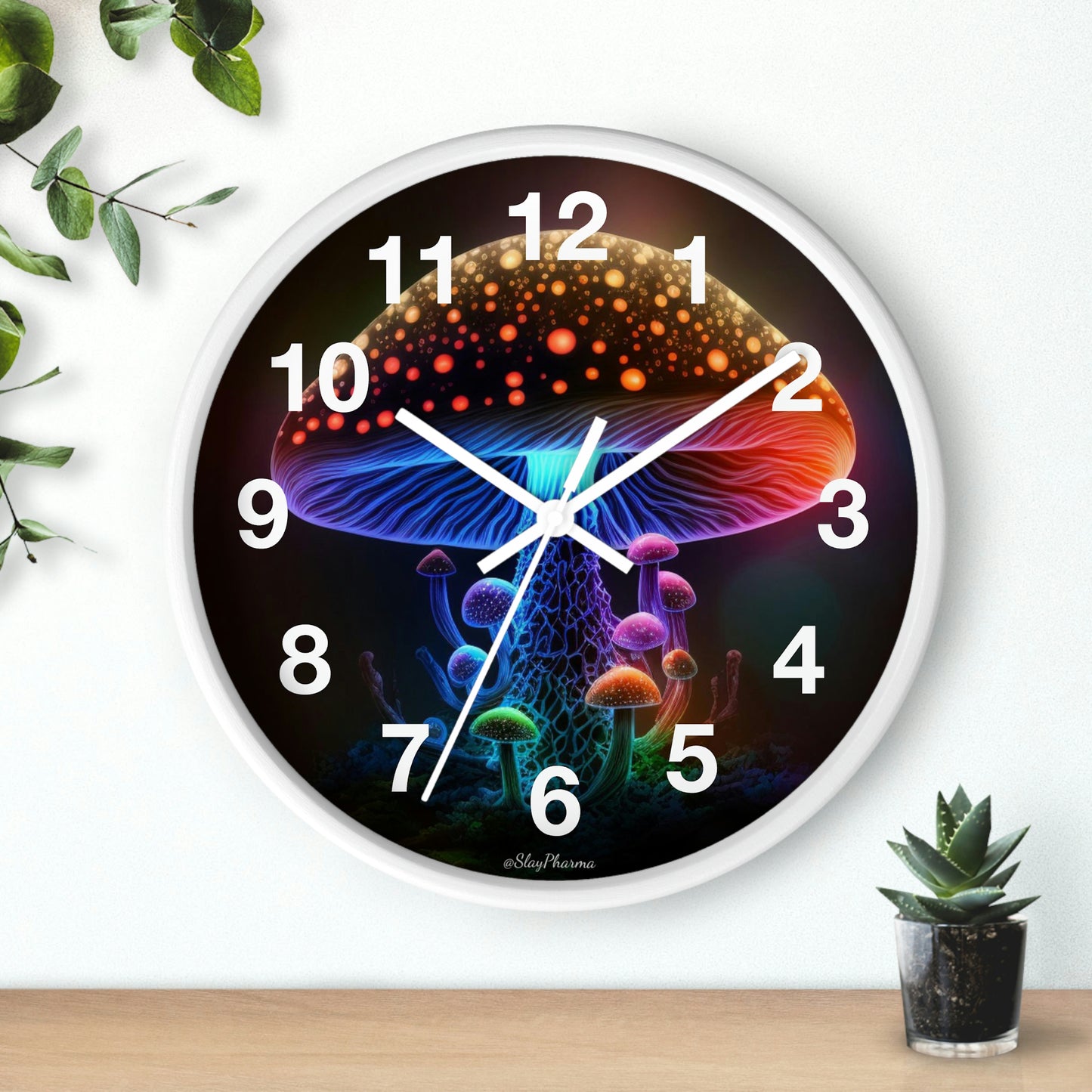 Glowing Mushroom Wall Clock w/ numbers