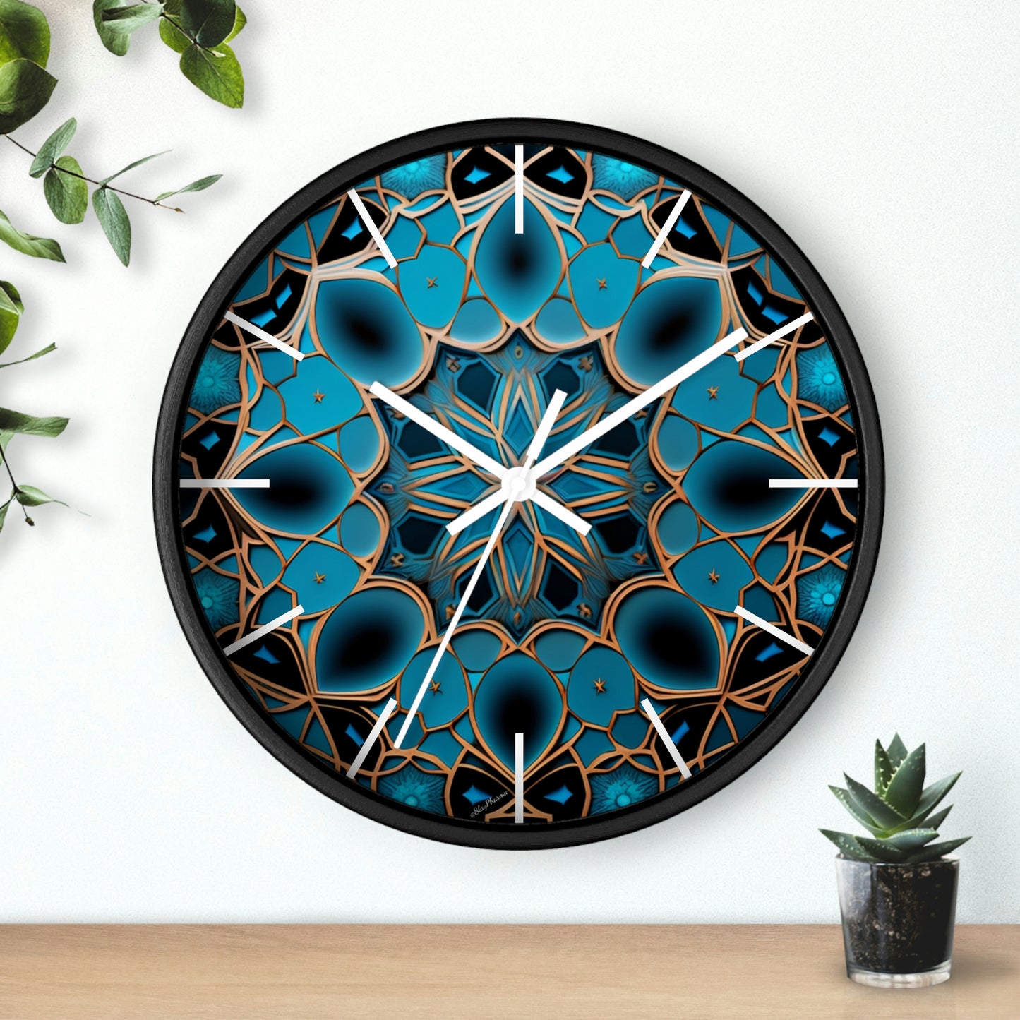 Muqarnas pattern Wall Clock #2 w/ lines