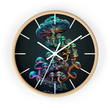 Infinite Mushroom DNA Wall Clock #3 w/ lines