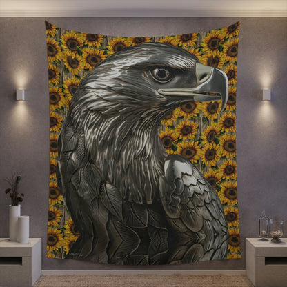Sunflower Hawk Wall Tapestry