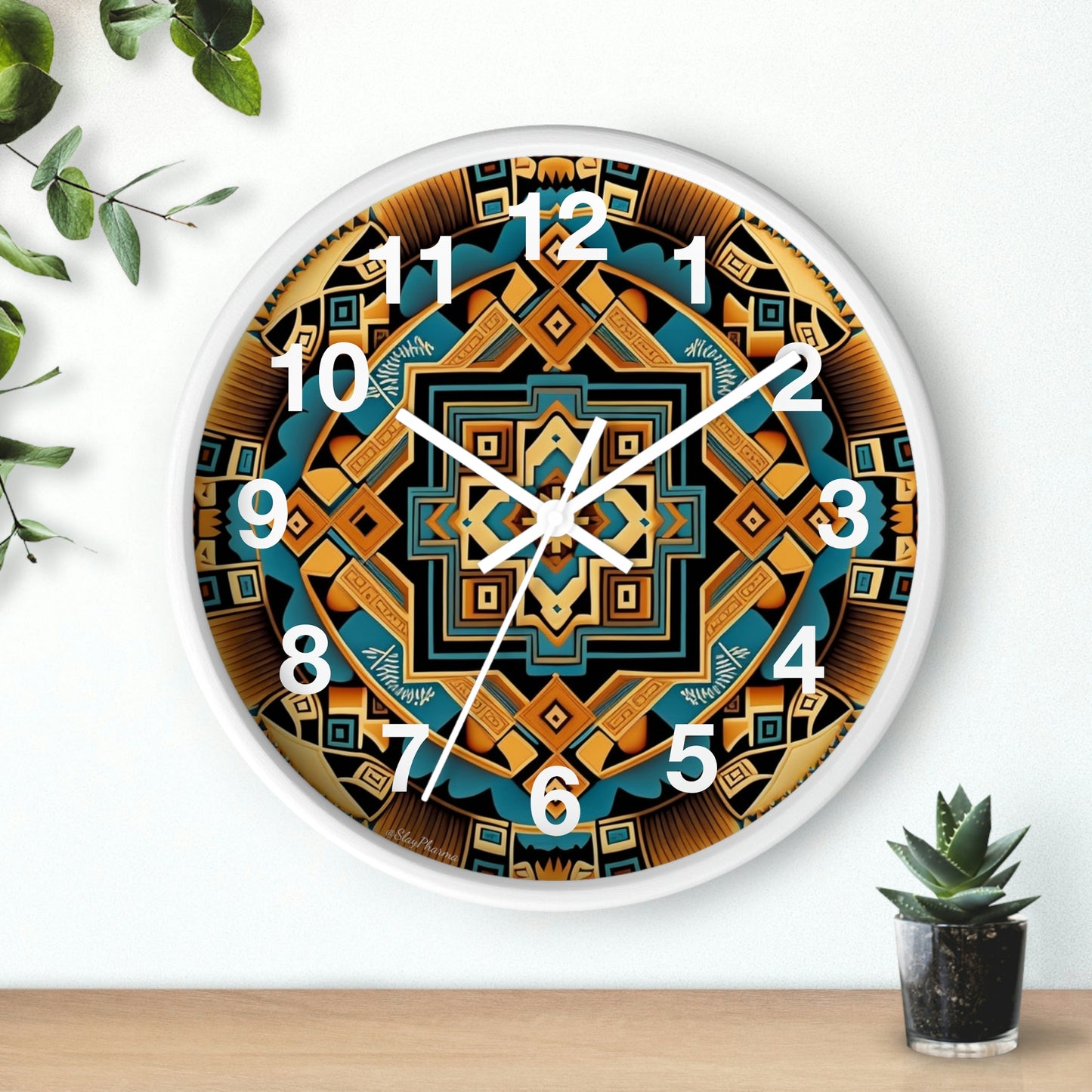 Native American pattern Wall Clock #3 w/ numbers