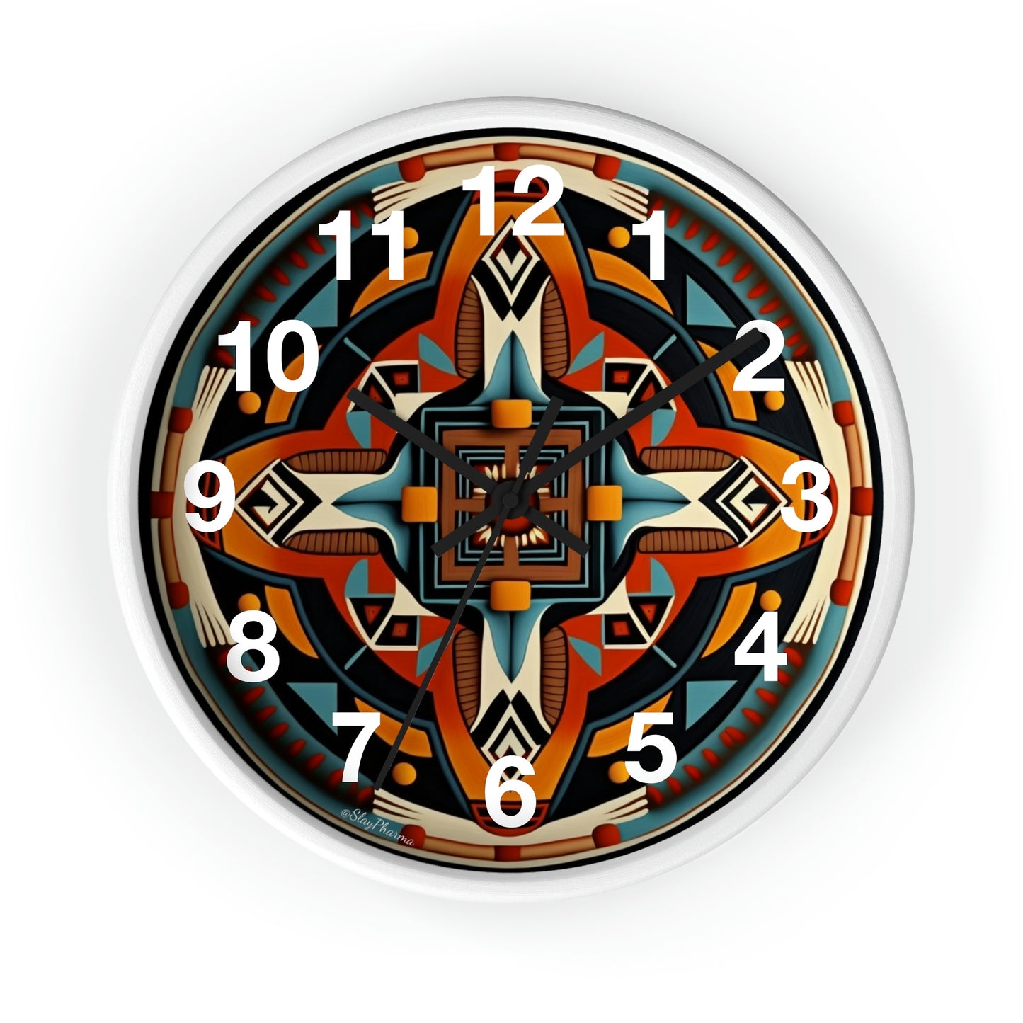 Native American pattern Wall Clock #5 w/ numbers