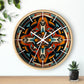 Native American pattern Wall Clock #5 w/ lines