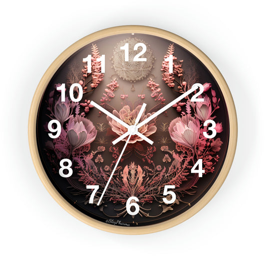 3D Flowers Wall Clock w/ numbers