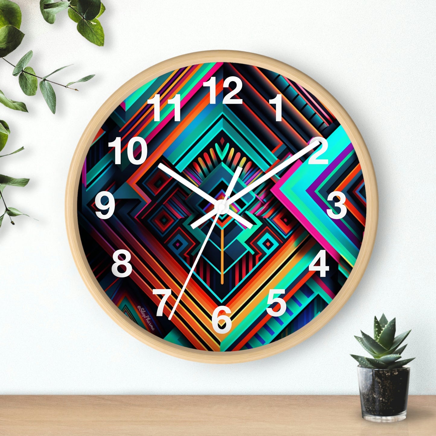 Geometric Wall Clock #1 w/ numbers