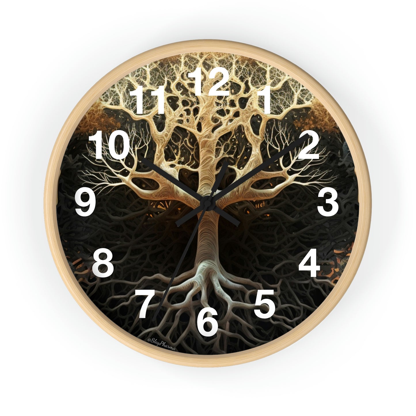 Mycelium Tree Roots Wall Clock w/ numbers