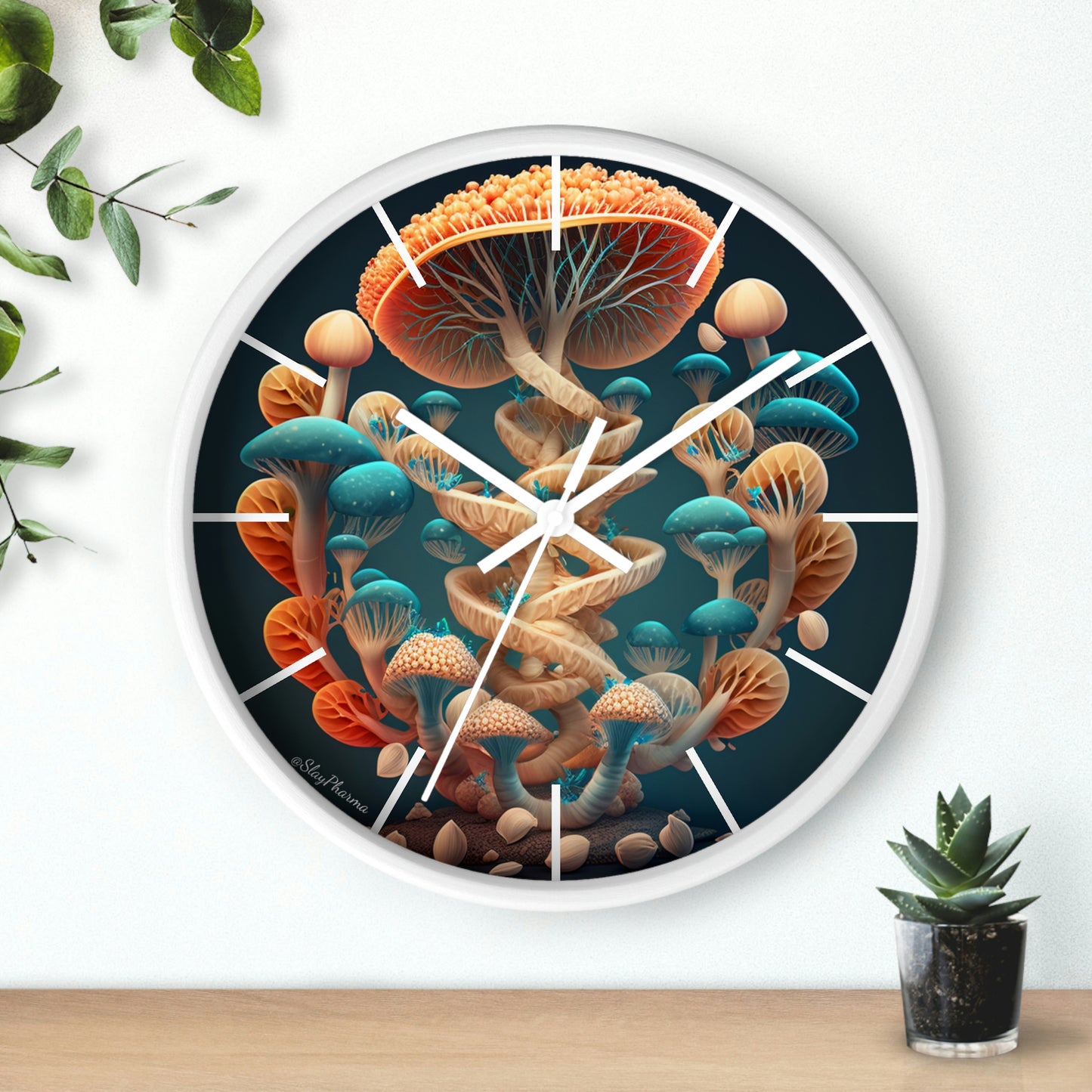 Infinite Mushroom DNA Wall Clock #2 w/ lines