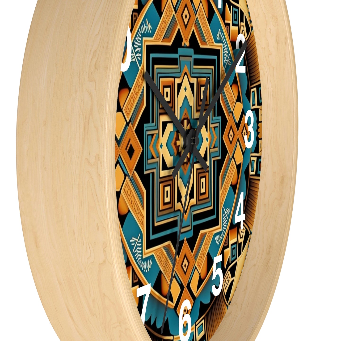 Native American pattern Wall Clock #3 w/ numbers