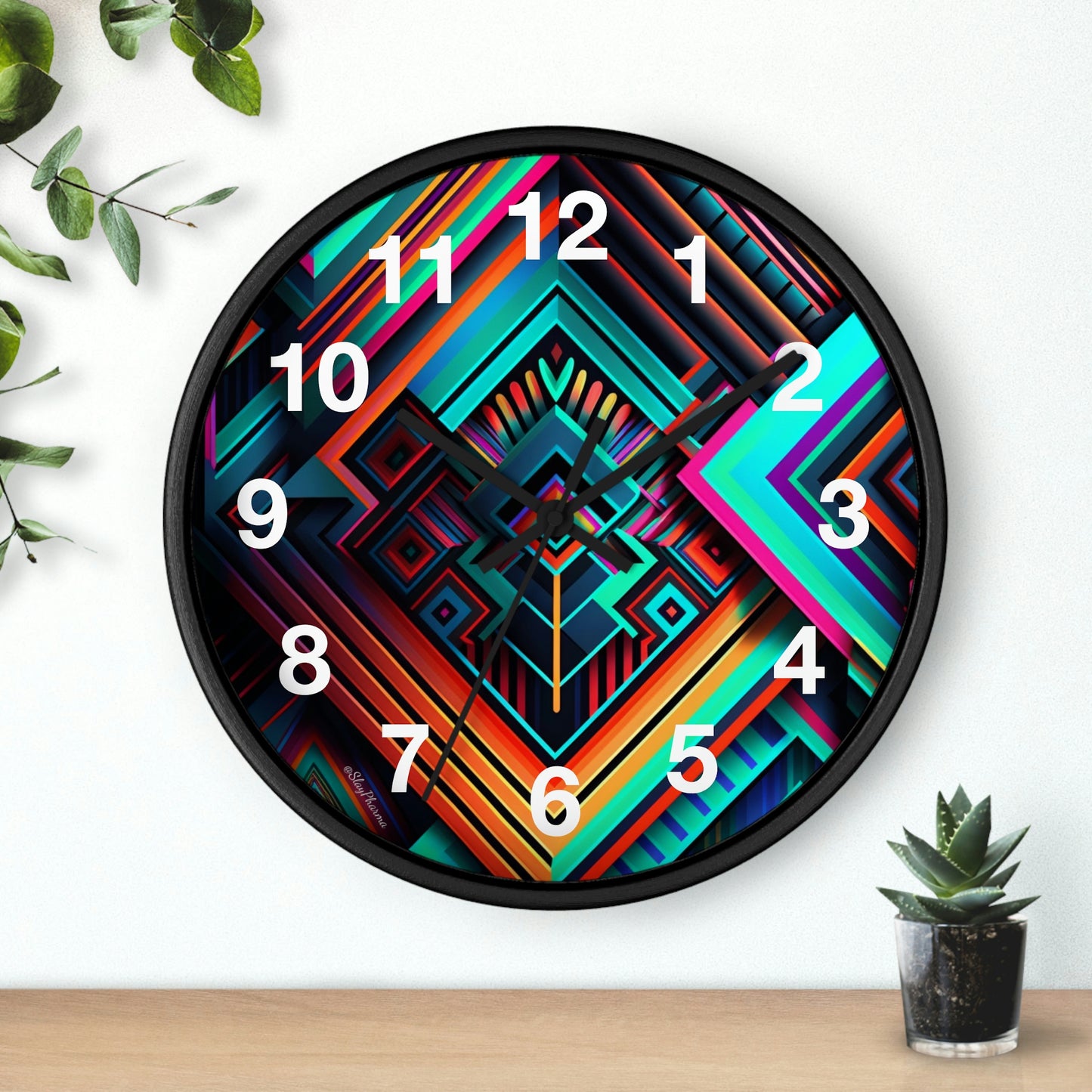 Geometric Wall Clock #1 w/ numbers