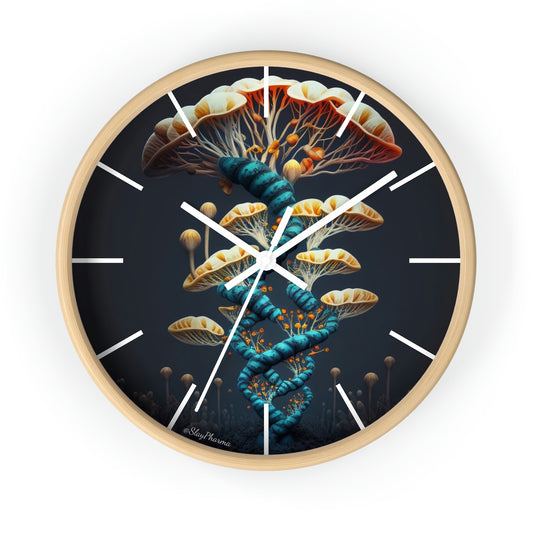 Infinite Mushroom DNA Wall Clock w/ lines