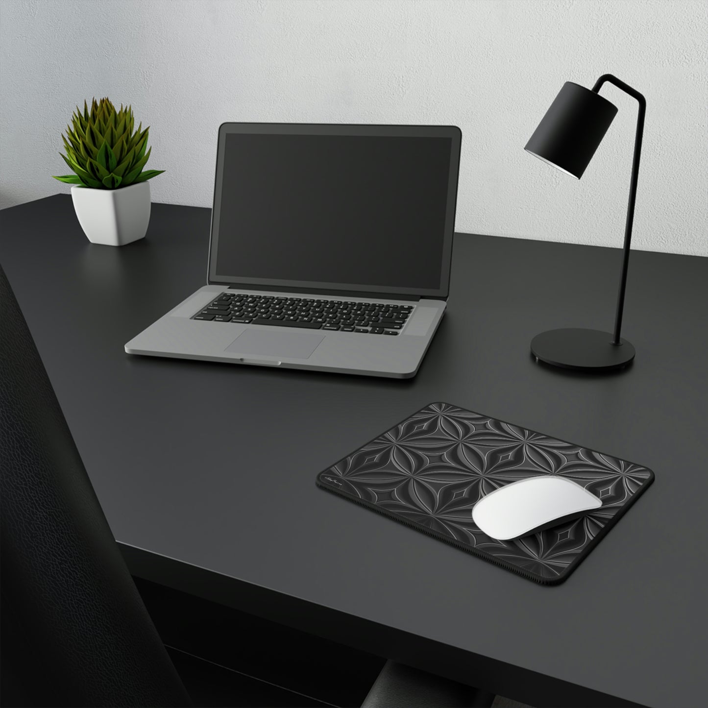 Fancy Black Geometric Pattern Mouse Pad