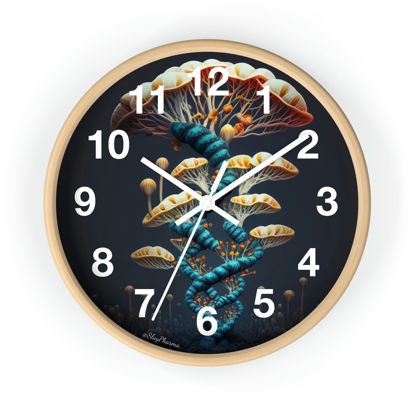 Infinite Mushroom DNA Wall Clock w/ numbers