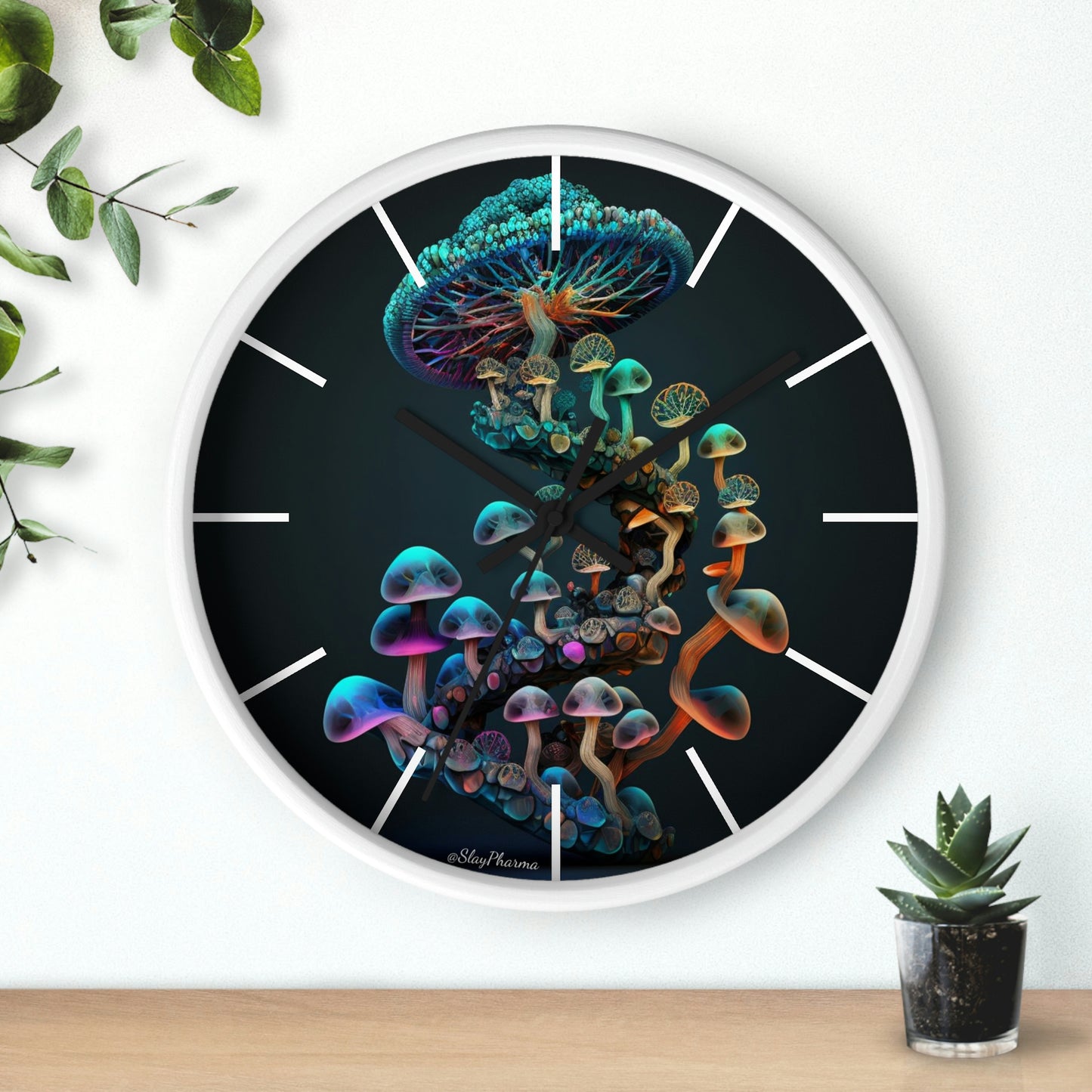 Infinite Mushroom DNA Wall Clock #3 w/ lines