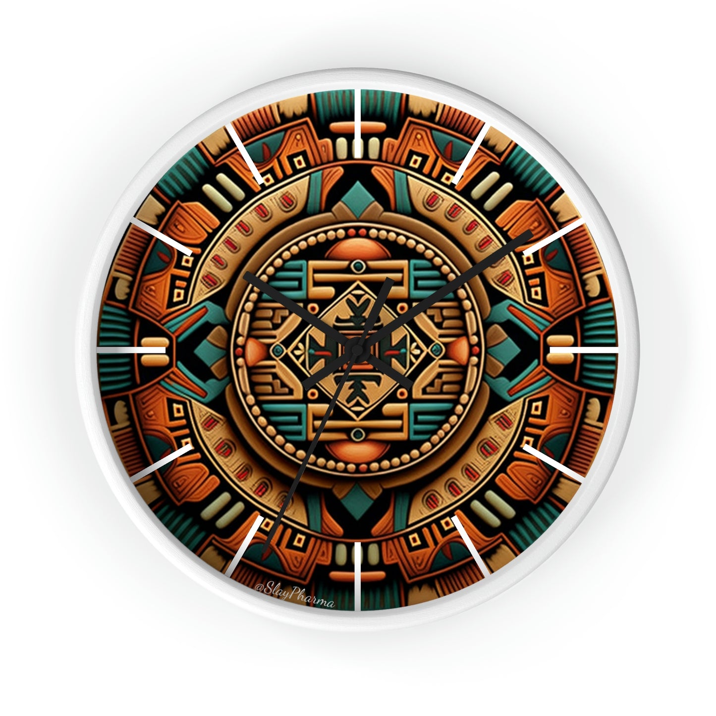 Native American pattern Wall Clock #2 w/ lines