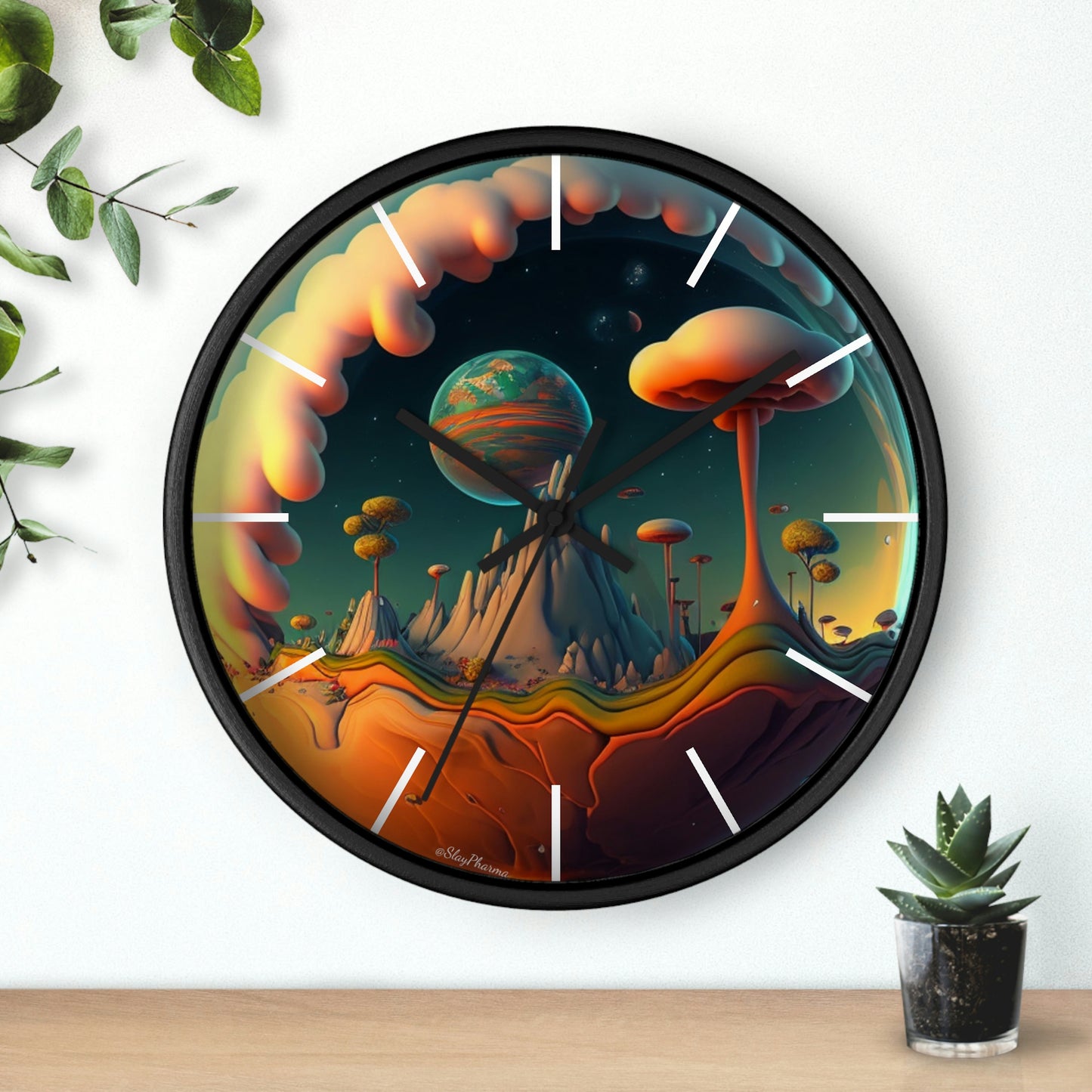 Other Worlds Wall Clock #4 w/ lines