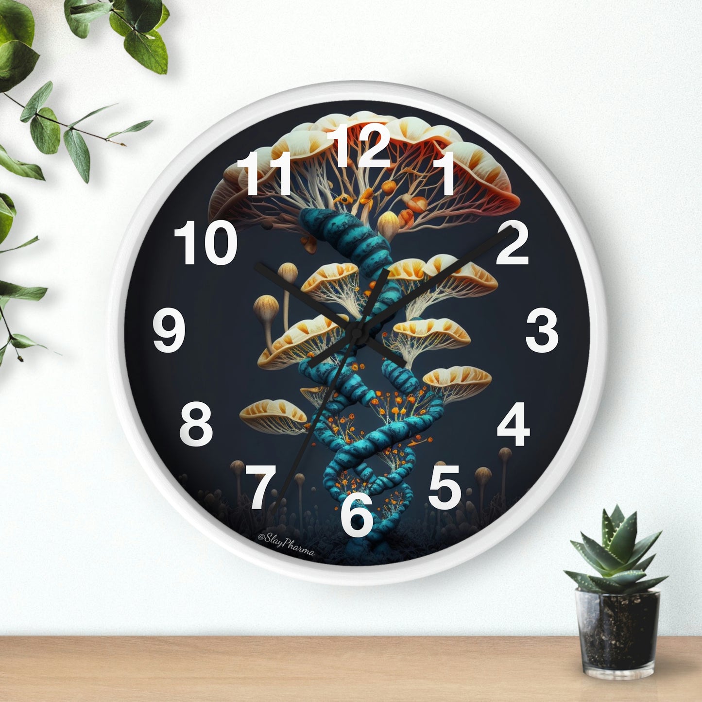 Infinite Mushroom DNA Wall Clock w/ numbers