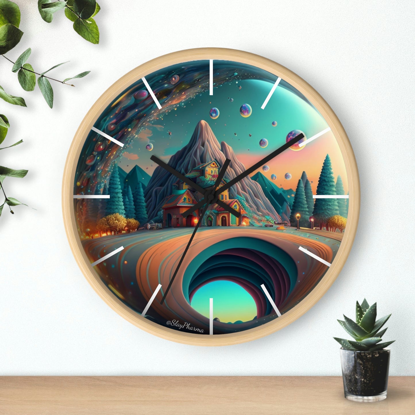 Other Worlds Wall Clock #3 w/ lines