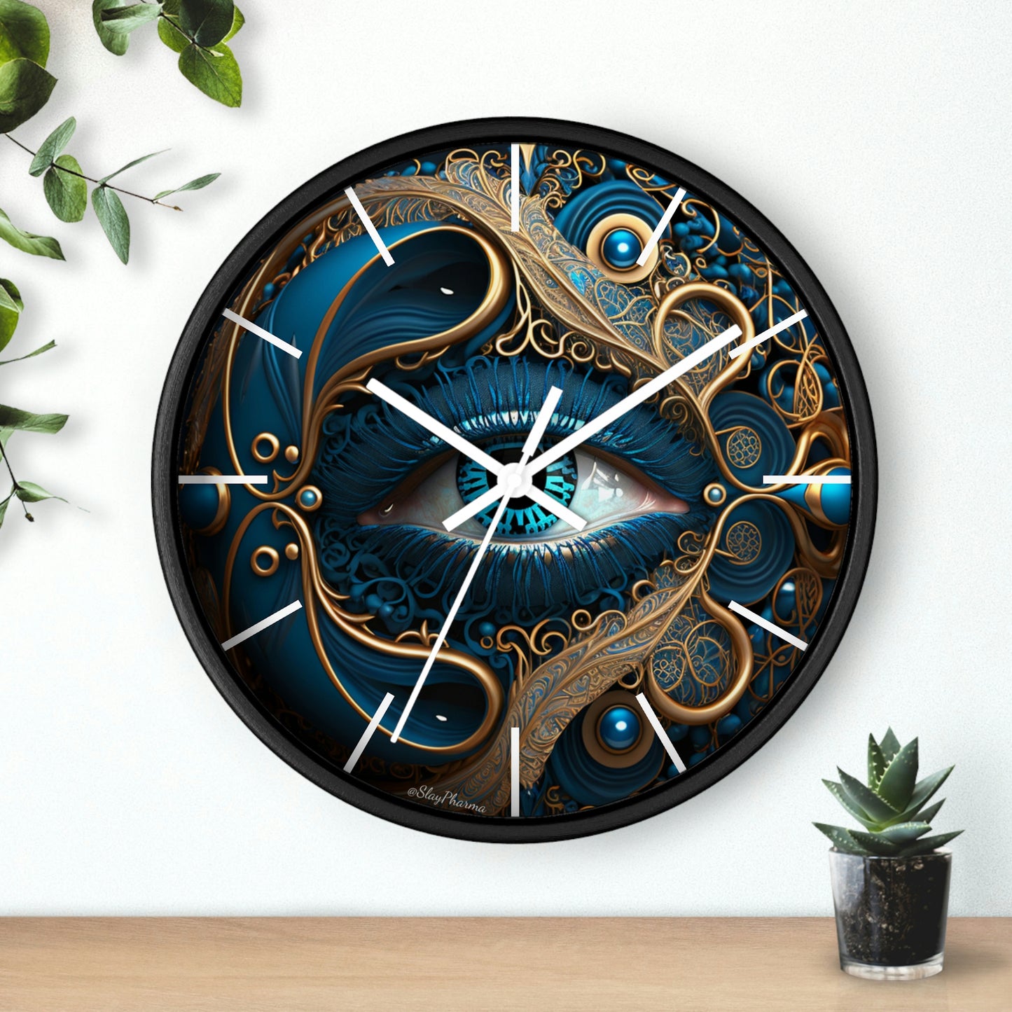 Peacock Dreamer Wall Clock #2 w/ lines