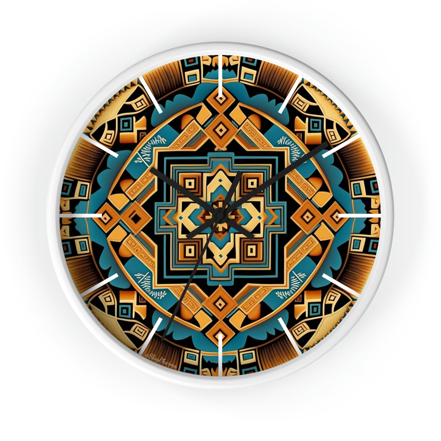 Native American pattern Wall Clock #3 w/ lines