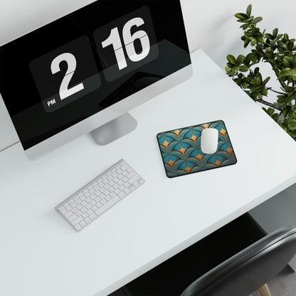Green and Gold Scallop Pattern Mouse Pad