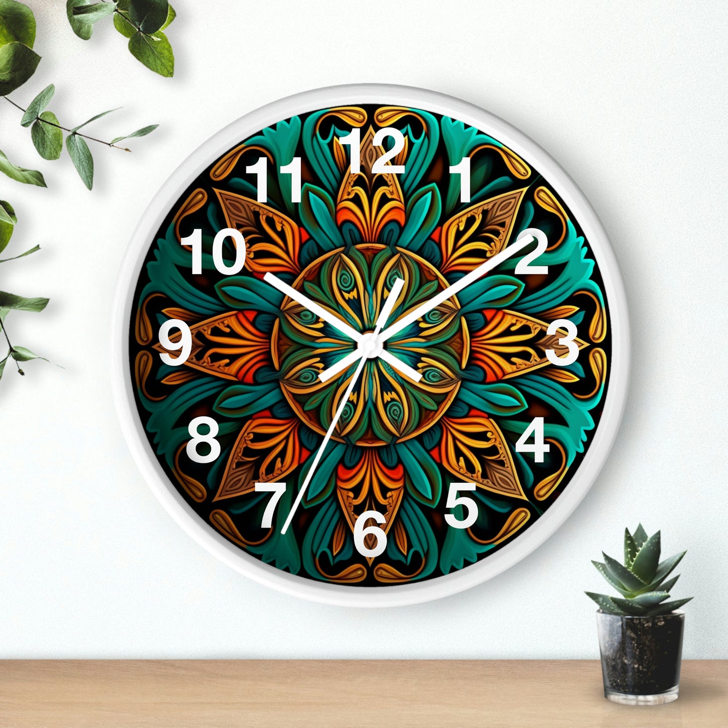 Mandala Wall Clock w/ numbers