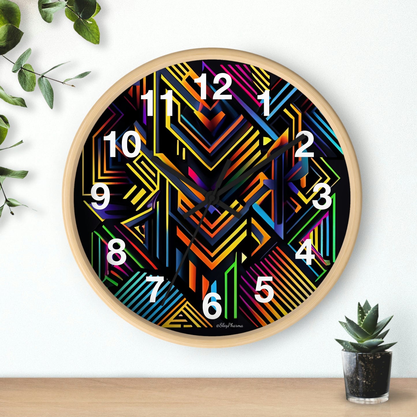 Geometric Wall Clock #3 w/ numbers