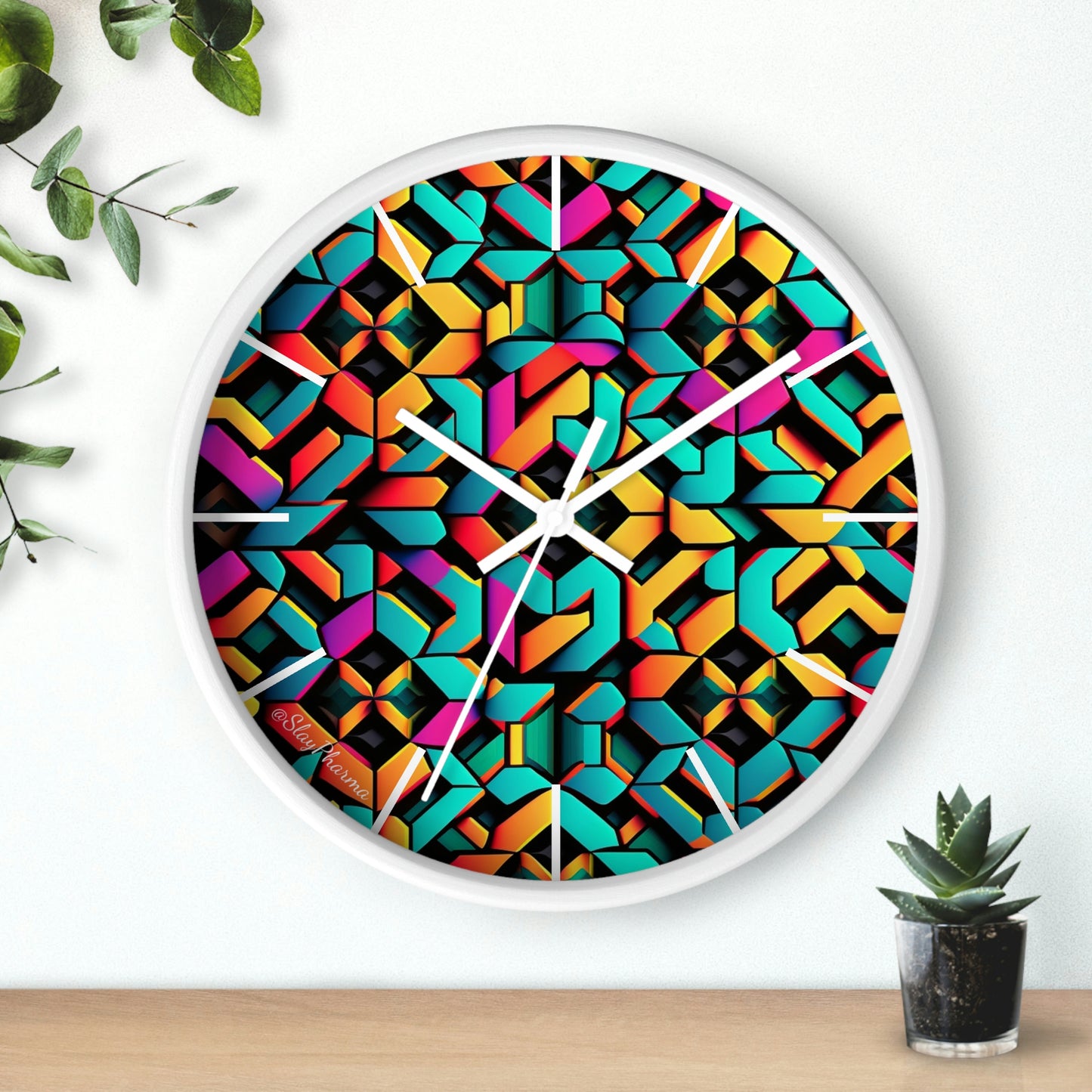 Geometric Wall Clock #2 w/ lines